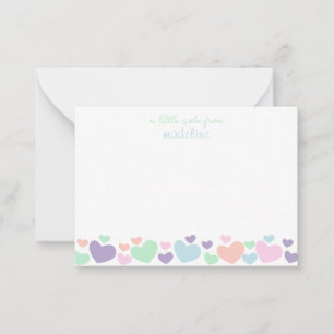 Tarjeta Pequeña Cute Colorful Heart Girly Script StationNote C