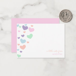 Tarjeta Pequeña Cute Colorful Heart Script Kids Stationed