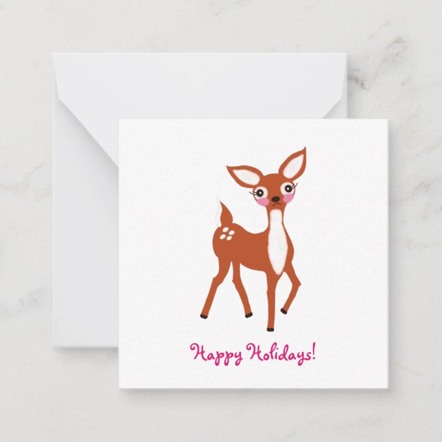 Tarjeta Pequeña Cute Deer Mini Navidad (Anverso)