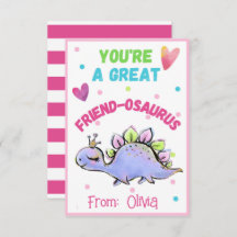 Cute Dinosaur Valentine Card para niños amigos-osa