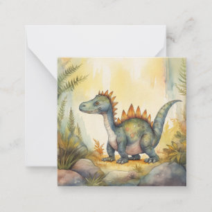 Tarjeta Pequeña Cute Dinosaur Watercolor Storybook