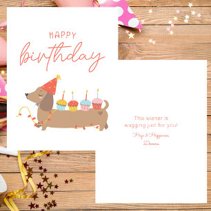 Tarjeta Pequeña Cute Dog Moderno Feliz Cumpleaños