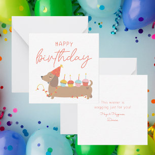 Tarjeta Pequeña Cute Dog Simple Happy Birday