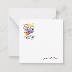 Tarjeta Pequeña Cute dos pájaros - Nombre personalizado