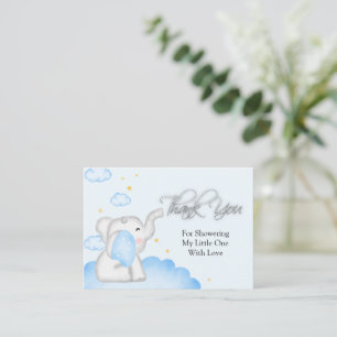 Tarjeta Pequeña Cute Elefante Azul Gracias