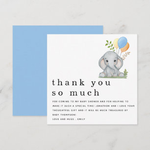 Tarjeta Pequeña Cute Elephant Boy Baby Shower Blue Gracias