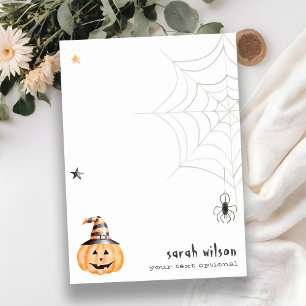 Tarjeta Pequeña Cute Espeluznante Calabaza de Halloween Araña Tela