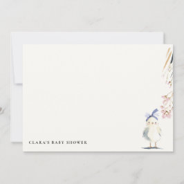 Tarjeta Pequeña Cute Farm Chick Watercolor Floral Baby Shower
