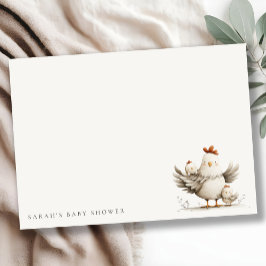 Tarjeta Pequeña Cute Farm Mum and Baby Chick Floral Baby Shower