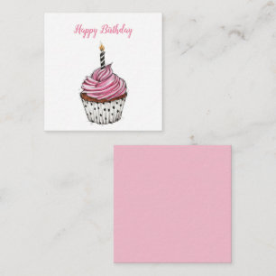 Tarjeta Pequeña Cute Feliz Cumpleaños Vintage Cupcake
