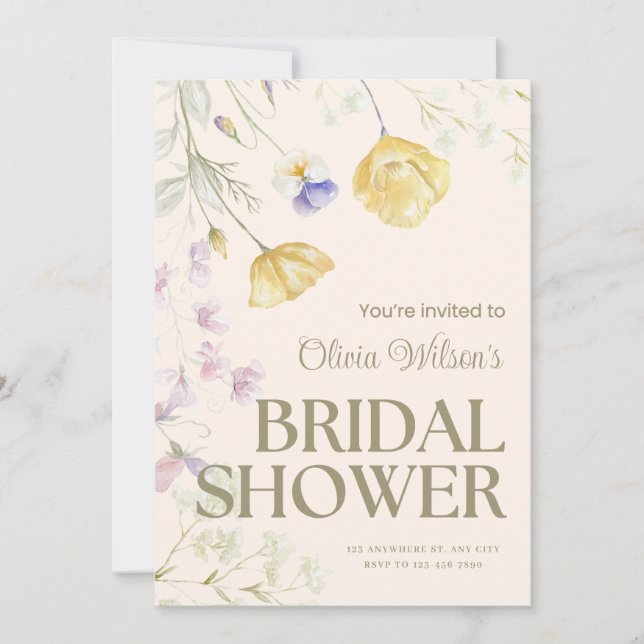 Tarjeta Pequeña Cute Floral Bridal Shower Invitation (Anverso)