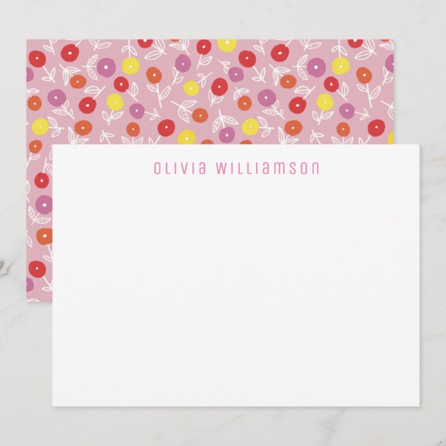Tarjeta Pequeña Cute Floral Ditsy Kids Notecard (Anverso / Reverso)