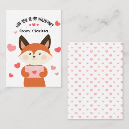 Tarjeta Pequeña Cute Fox Día de San Valentín Card Kids with Heart