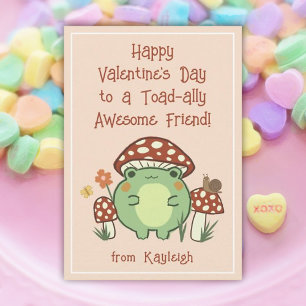 Tarjeta Pequeña Cute Funny Toad-ally Awesome Classroom Valentine