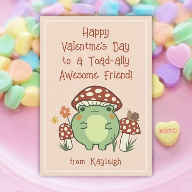 Tarjeta Pequeña Cute Funny Toad-ally Awesome Classroom Valentine (Subido por el creador)