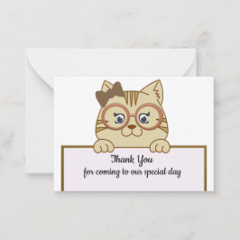 Tarjeta Pequeña Cute gato marrón Gracias Cartas