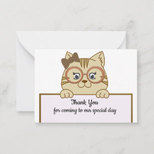 Tarjeta Pequeña Cute gato marrón Gracias Cartas
