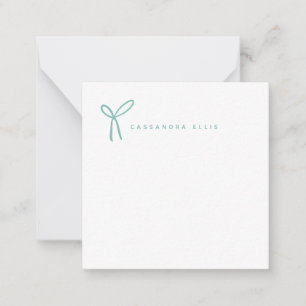 Tarjeta Pequeña Cute Girly Aqua Ribbon Stationery