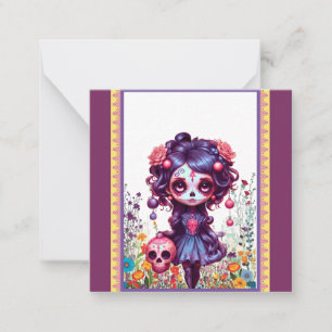 Tarjeta Pequeña Cute Gothic Garden Sugar Skull