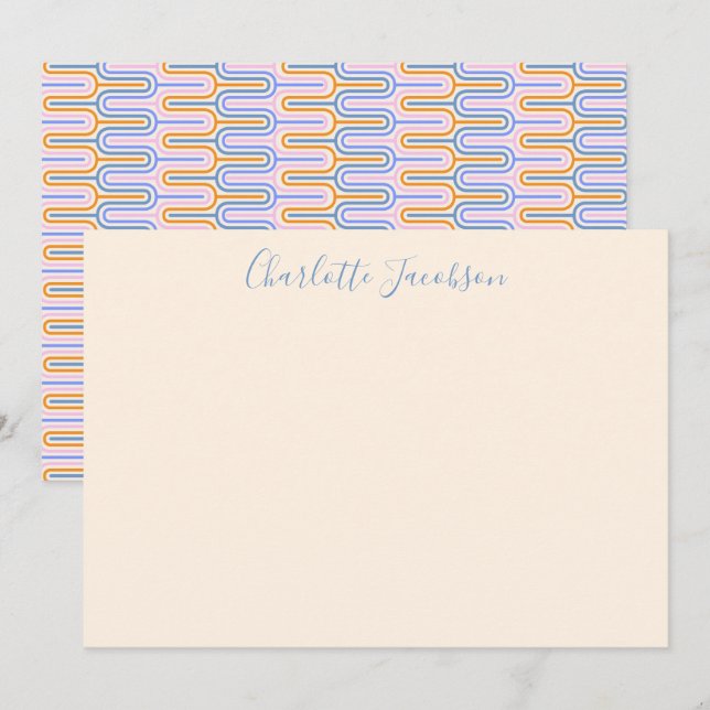 Tarjeta Pequeña Cute Groovy Lavender Arte Geométrico Personalizado (Anverso / Reverso)