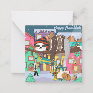 Tarjeta Pequeña Cute Hanukkah Slote Note Card