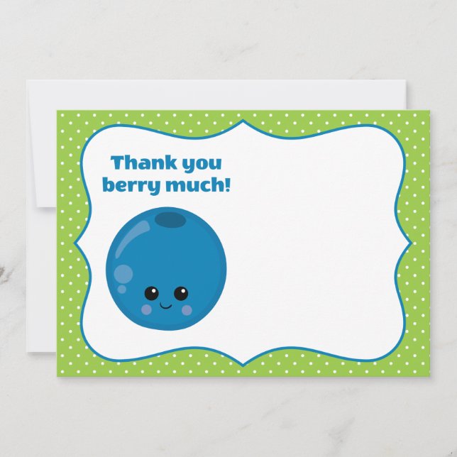 Tarjeta Pequeña Cute Happy Blueberry Gracias Berry Mucho (Anverso)