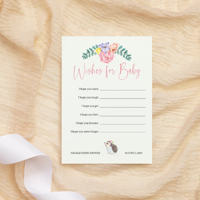Tarjeta Pequeña Cute Hedgehog Pink Wiers for Baby Note Card (Subido por el creador)
