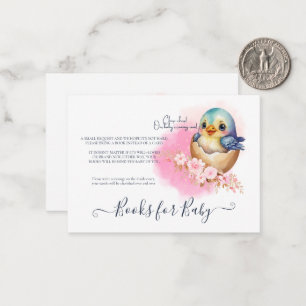 Tarjeta Pequeña Cute Kawaii Egg Bird Elegant Floral Baby Shower