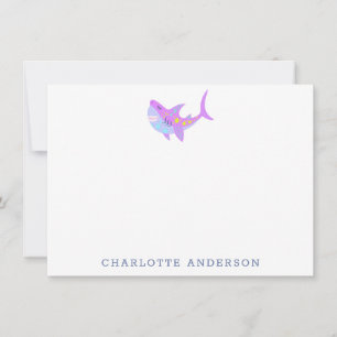Tarjeta Pequeña Cute Kawaii Morple Shark Stationery personalizada