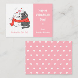 Tarjeta Pequeña Cute Kids Día de San Valentín de gato Guay Rosa