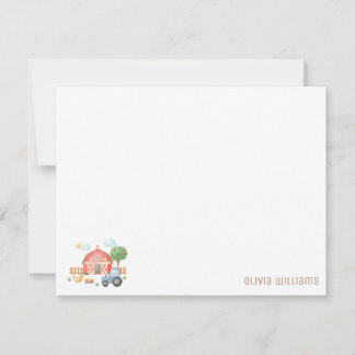 Tarjeta Pequeña Cute Kids Farm Animals Flat Note Card