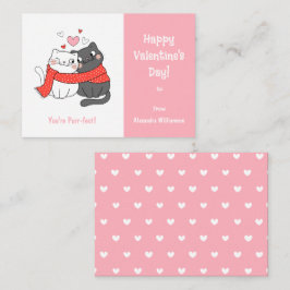Tarjeta Pequeña Cute Kids Purr-fect Cat Día de San Valentín Rosa