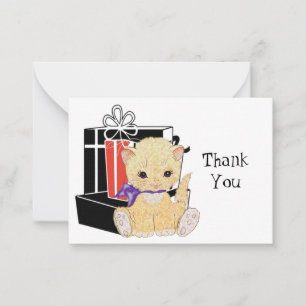 Tarjeta Pequeña Cute Kitten Gift Box