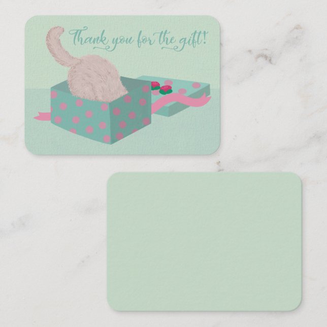 Tarjeta Pequeña Cute Kitty Gracias Por El Regalo (Anverso / Reverso)