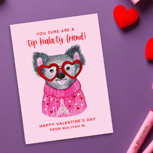 Tarjeta Pequeña Cute Koala Infantil de Acuarela para San Valentín 