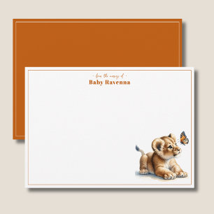 Tarjeta Pequeña Cute León Naranja Quemado Chic Guardería Gracias