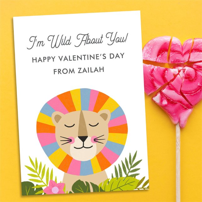Tarjeta Pequeña Cute León Salvaje Por Ustedes Niños San Valentín A (Subido por el creador)
