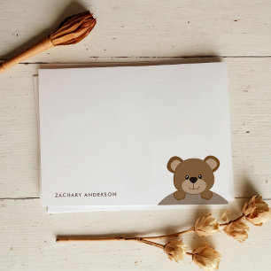 Tarjeta Pequeña Cute Little Choco Brown Bear Papelería con nombre 