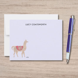 Tarjeta Pequeña Cute Llama Boho Hand-Painted Personalized Farm