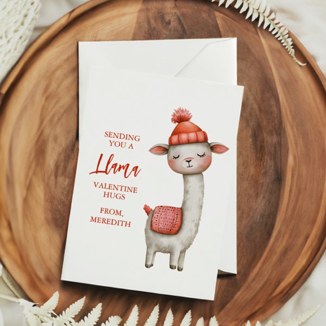 Tarjeta Pequeña Cute Llama Valentine's Day Card for Kids Classroom (Subido por el creador)