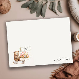 Tarjeta Pequeña Cute local Crecer Teddy Floral Cart Baby Shower