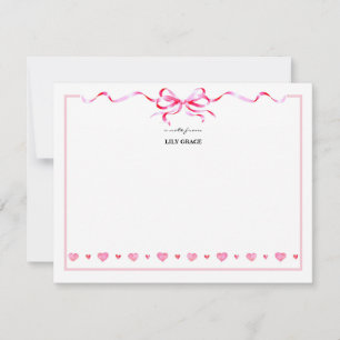 Tarjeta Pequeña Cute Marco de cinta de lazo rosa para niñas