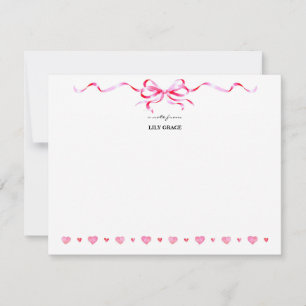 Tarjeta Pequeña Cute Marco de cinta de lazo rosa para niñas