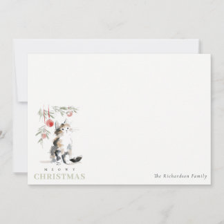 Tarjeta Pequeña Cute Modern Watercolor Meowy Christmas Tree Cat