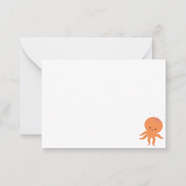 Tarjeta Pequeña Cute Octopus Cartoon Blank (Anverso)