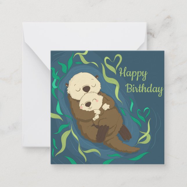 Tarjeta Pequeña Cute Otters (Anverso)