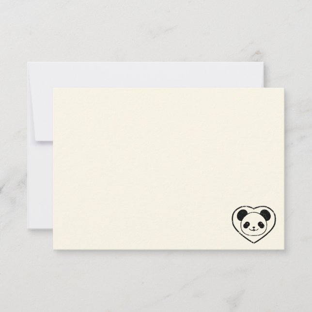 Tarjeta Pequeña Cute Panda Bear Cartoon Blank Cream Off White (Anverso)