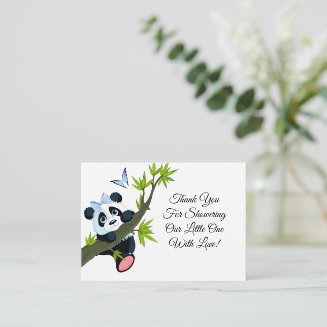 Tarjeta Pequeña Cute Panda On Tree Gracias Card (Anverso de pie)