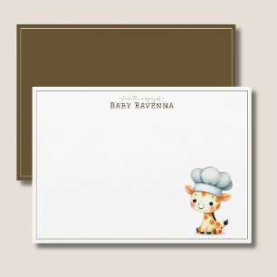 Tarjeta Pequeña Cute Pastel Jirafa Chef Niño Habitación Gracias 