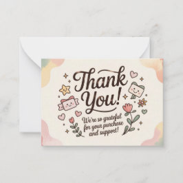 Tarjeta Pequeña Cute Pastel Thank You Card 